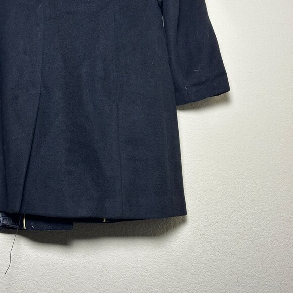 Ivanka Trump Peacoat Jacket Women 12 Black Outerwear Faux Fur Trim Belted Wool - Picture 14 of 16